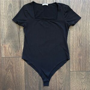 Mangopop Black Square Neck Bodysuit